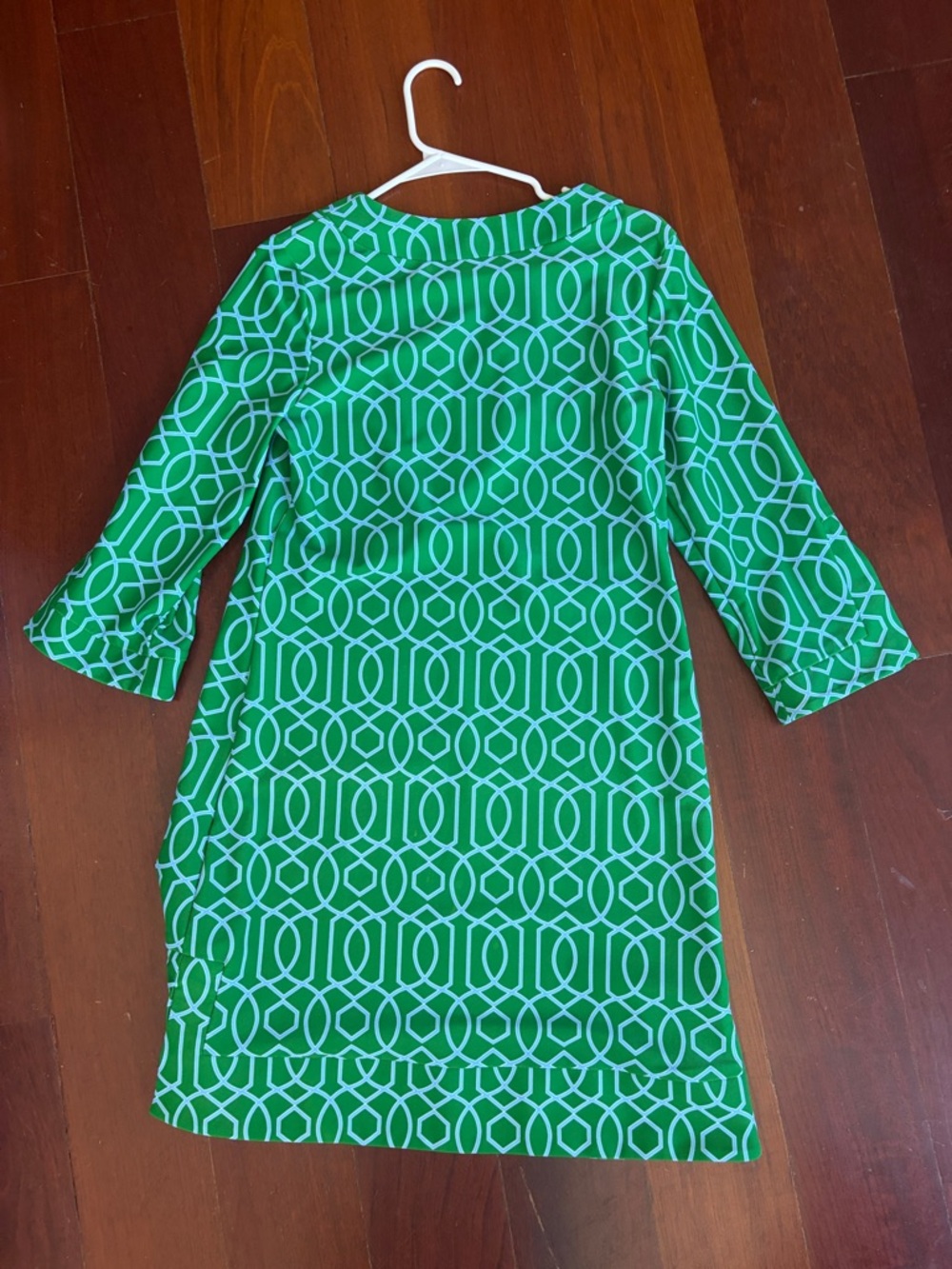 Jude Connally Green Geometric Long-Sleeve Shift Dress - Picture 3 of 3